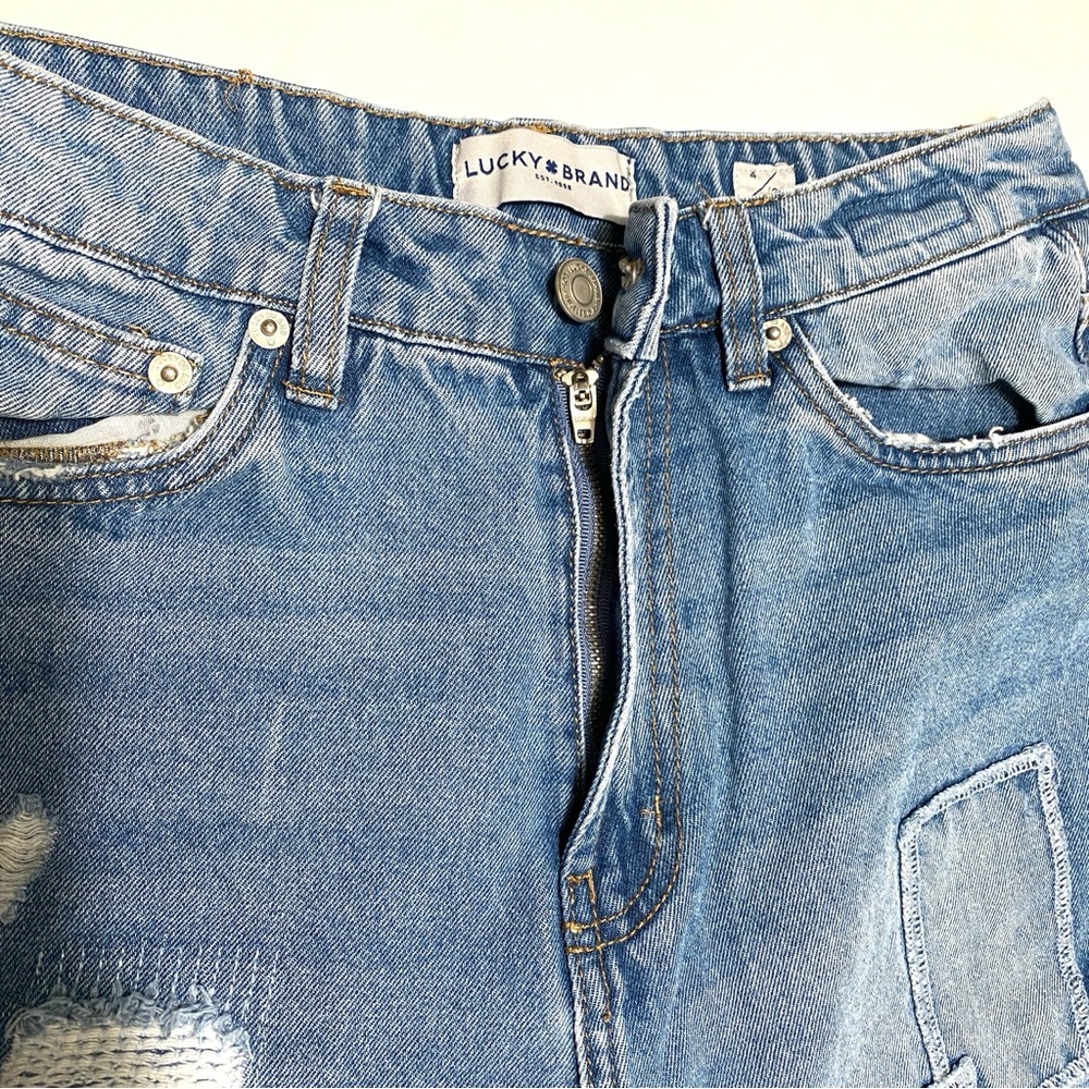 Lucky Brand High Rise Mom Patchwork Jeans Women’s Size 4/27" Blue Boho Festival - Picture 10 of 15